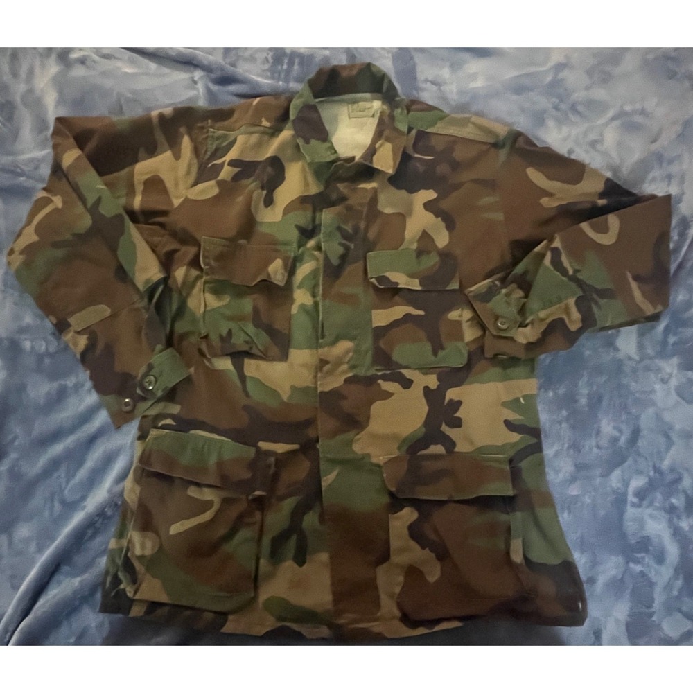 US Military Woodland Camouflage Combat Coat Field Jacket Medium Long‎ BDU M81